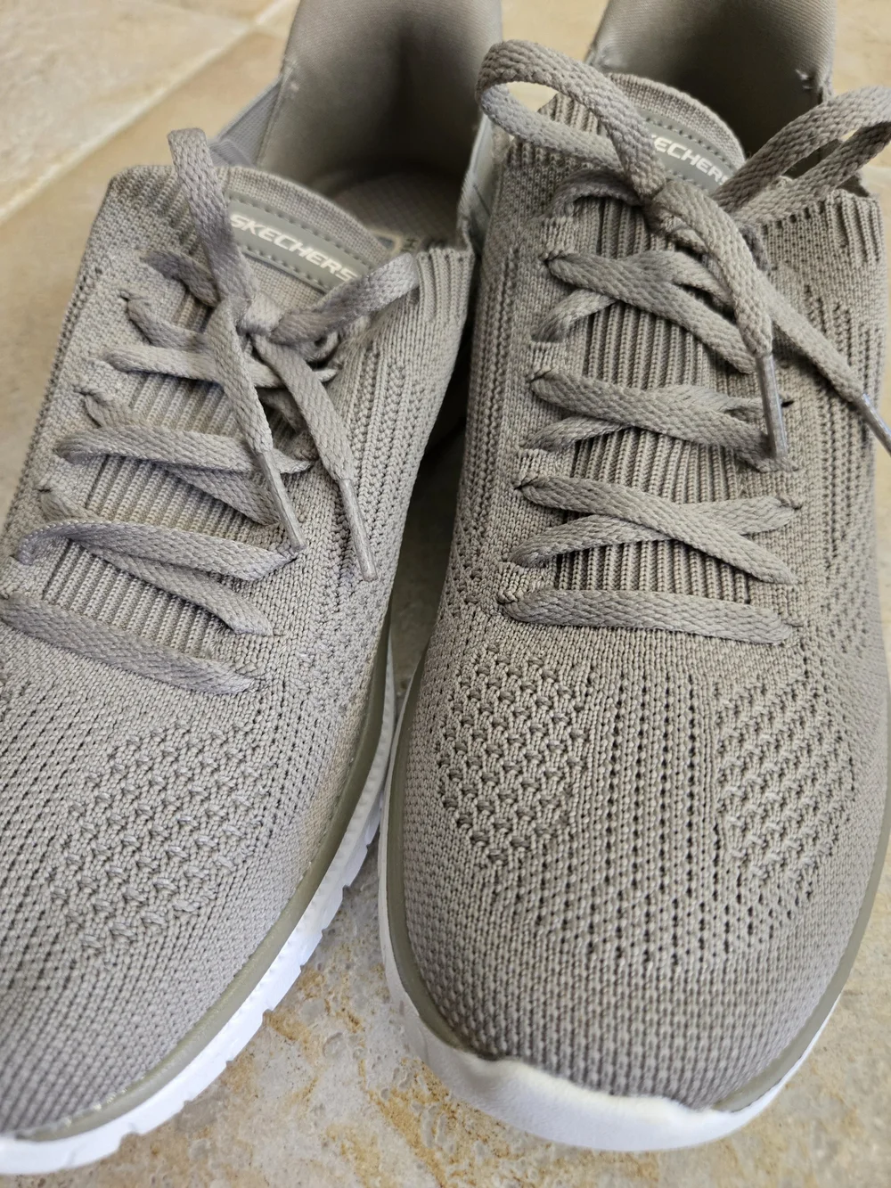 Skechers Women's Taupe Knit Lace-Up Sneakers